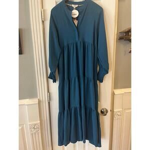 Umgee Kiara Thin Tiered Dress Women Small Cottage Peasant Boho Cowgirl Wedding